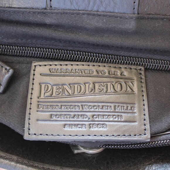 Pendleton 100% Wool / Leather Buffalo Plaid Tote Bag Shoulder Purse - Picture 9 of 15